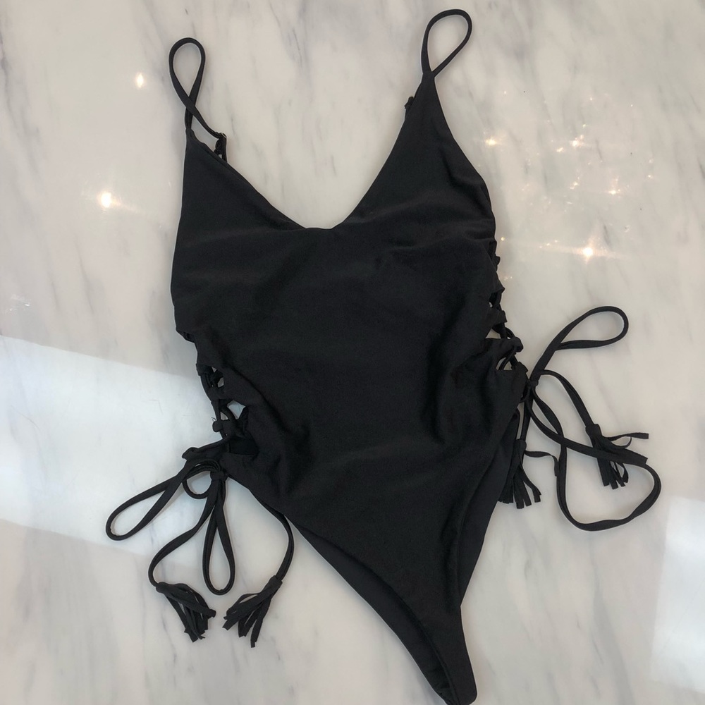 Lace up one piece bikini
